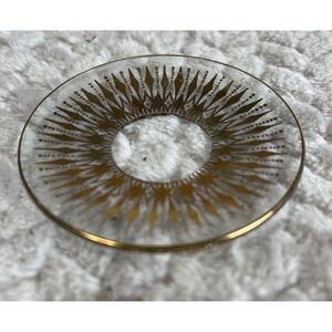 Vtg MCM Glass Candle Bobeches‎ 1 Drip Collar George Briard Style Gold Starburst